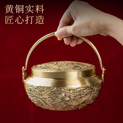 结婚庆用品黄铜香炉火炉新娘陪嫁妆旺夫铜火N囱火铳手炉火冲旺盆