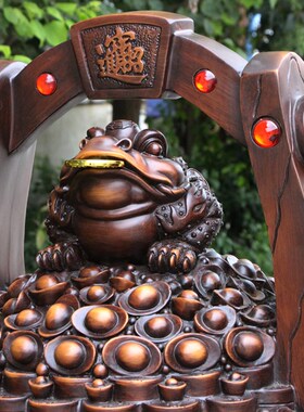 招财摆件一桶金聚宝盆q吉祥金蟾储钱罐家居玄关客厅装饰品开业礼