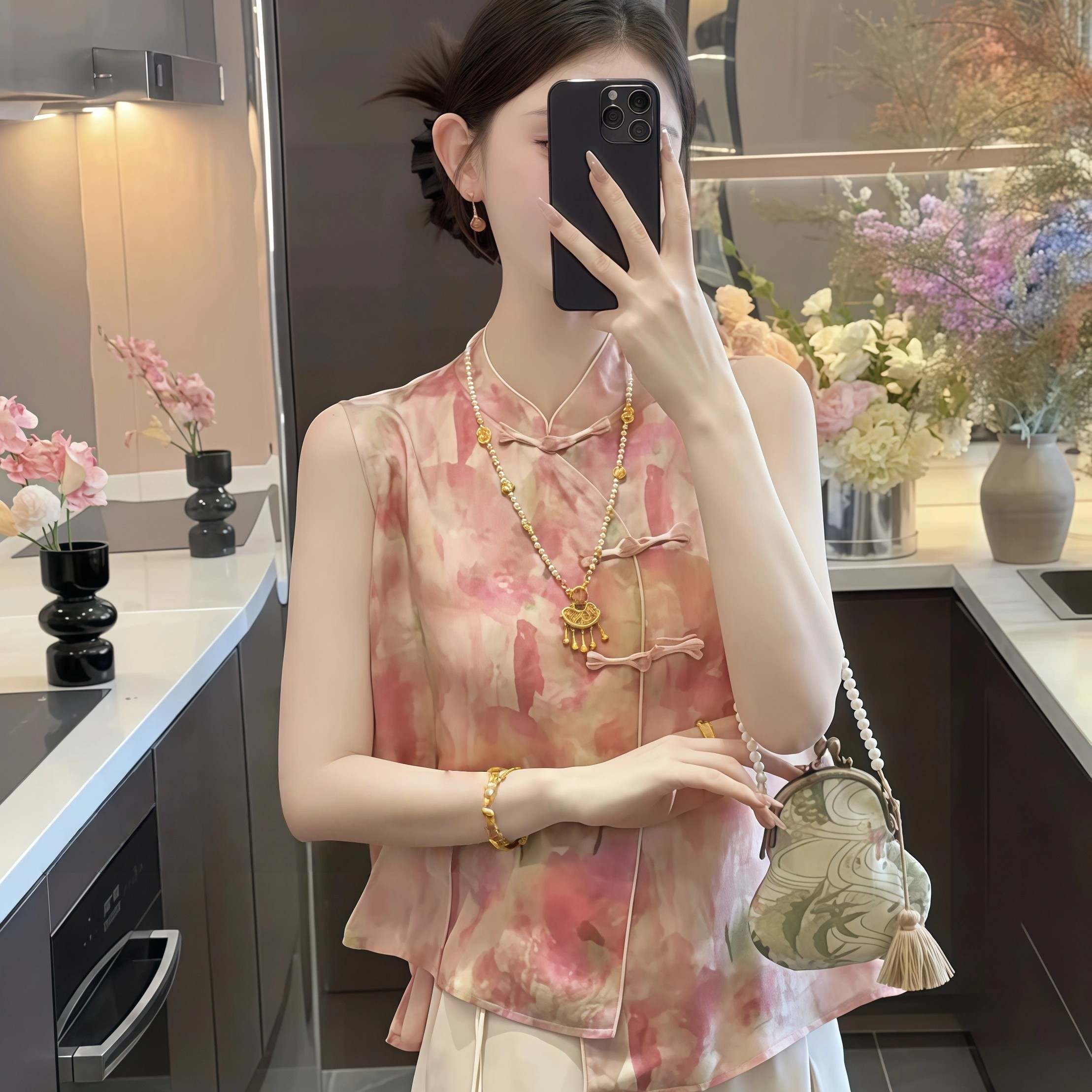 高端轻奢时尚睡衣女2025夏季新中式国风复古无袖上衣阔腿裤家居服