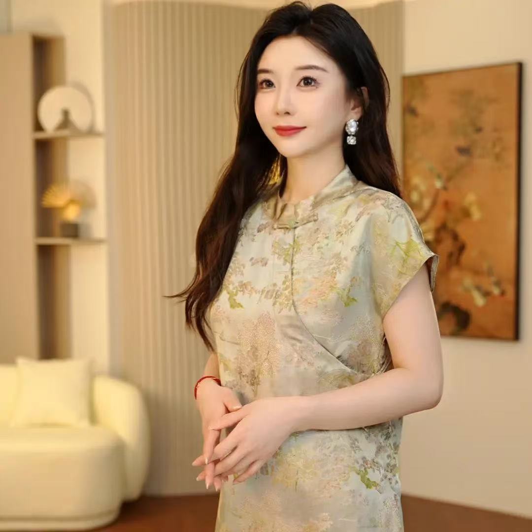 新中式国风睡衣女2025夏季新款上衣改良旗袍新中式复古家居服睡裙