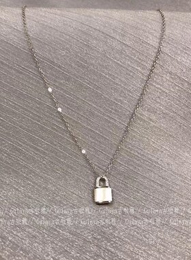S925纯银色贝母锁头吊坠项链女