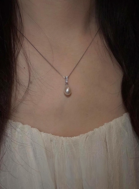 S925纯银色超闪珍珠项链女