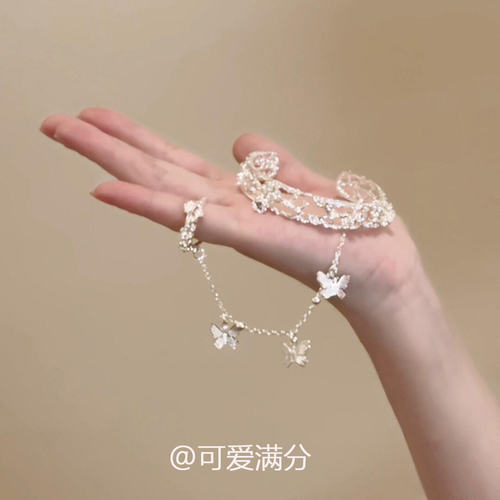 S925纯银色镂空蝴蝶链条手镯女