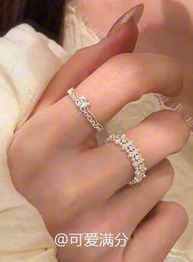 S925纯银轻奢风蕾丝爱心戒指女