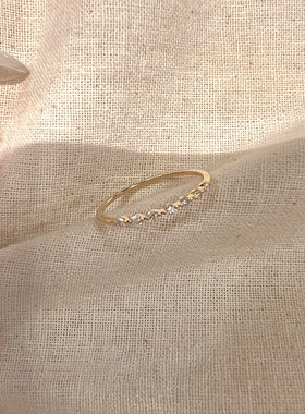 S925纯银爆闪金色点钻戒指女