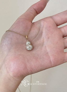 S925纯银满钻金色葫芦吊坠项链女