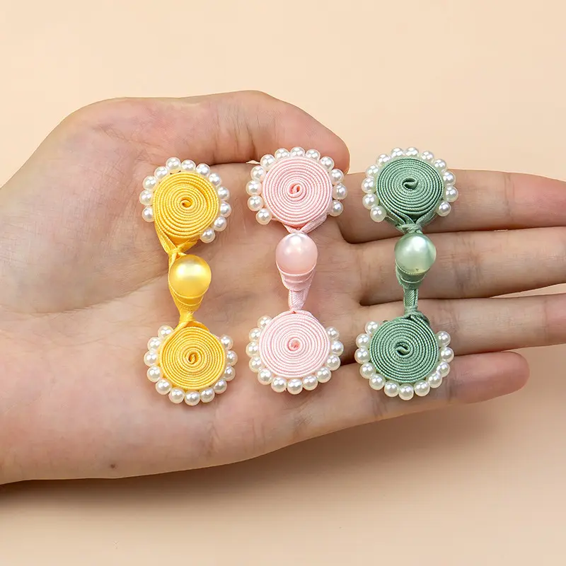 恒美合b类旗袍盘扣扣子玉珠太阳花盘香扣汉服手工珍珠纽扣装饰扣