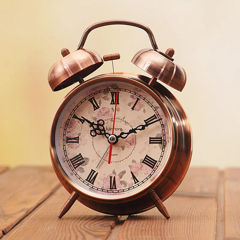 闹钟大声闹铃金属简约复古创意学生床头卧室夜光打铃小闹钟表