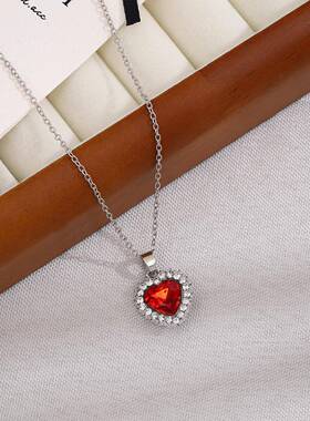 心【跳动的心脏】法式优雅爱项链女 轻奢高级红色感钻镶简约hfydj