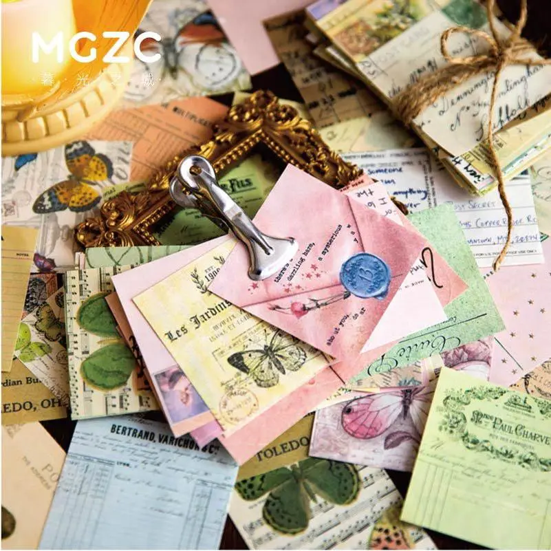 素材纸 微逝时光 复古手账素材装饰打底贴60张入6款