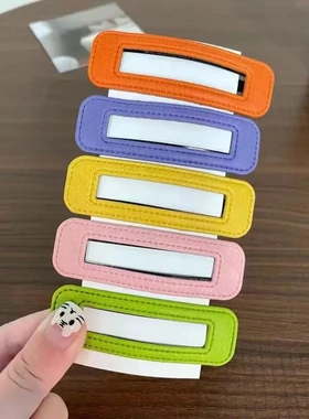 韩版时尚皮革发夹网红简约刘海bb后脑勺头饰发卡pu皮质夹子