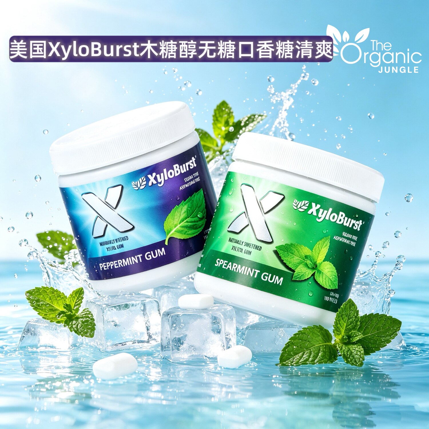 美国进口XyloBurst木糖醇无糖口香糖薄荷优效洁牙天然留兰香100粒