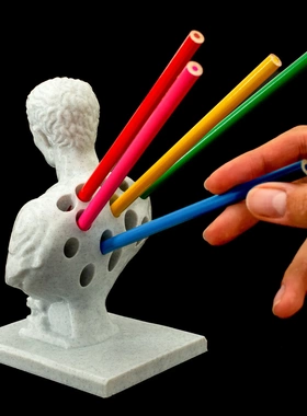 新品创意人物造型凯撒大帝桌用笔插笔座收纳摆件办公桌笔筒