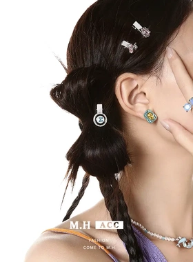 紫色几何不规则项链女链条拼接高级感锁骨链时尚ins风项饰潮