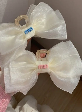 超仙结抓夹~粉色+蓝色字母公主头后脑勺盘发夹甜美发饰女