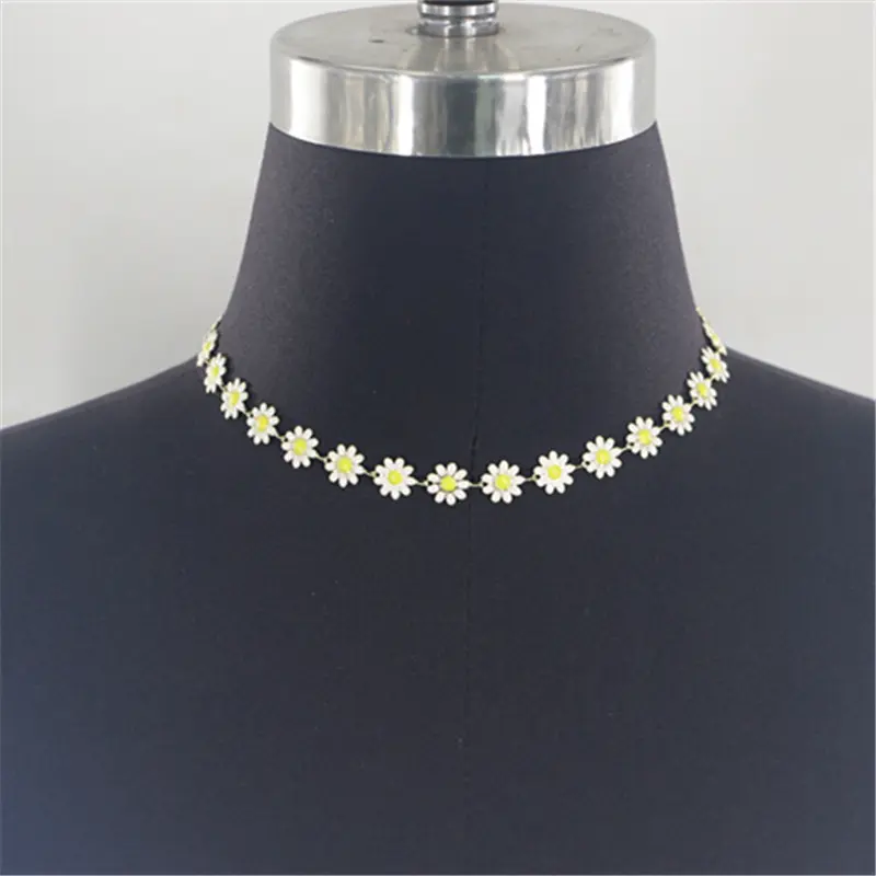 mw2623欧美nelae时尚简约个性菊花花朵配饰项链项圈颈圈颈饰