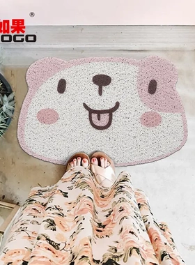 如果卡通可爱小猪动物地垫家用卫生间门口浴室防滑垫吸水脚垫