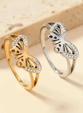 热卖不锈钢情侣戒指 复古个性切割陶泥钻戒指手饰品