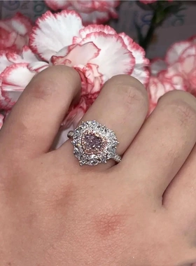 粉钻戒指浪漫甜美情侣指环女百搭时尚热恋婚戒礼物闺蜜生日礼物