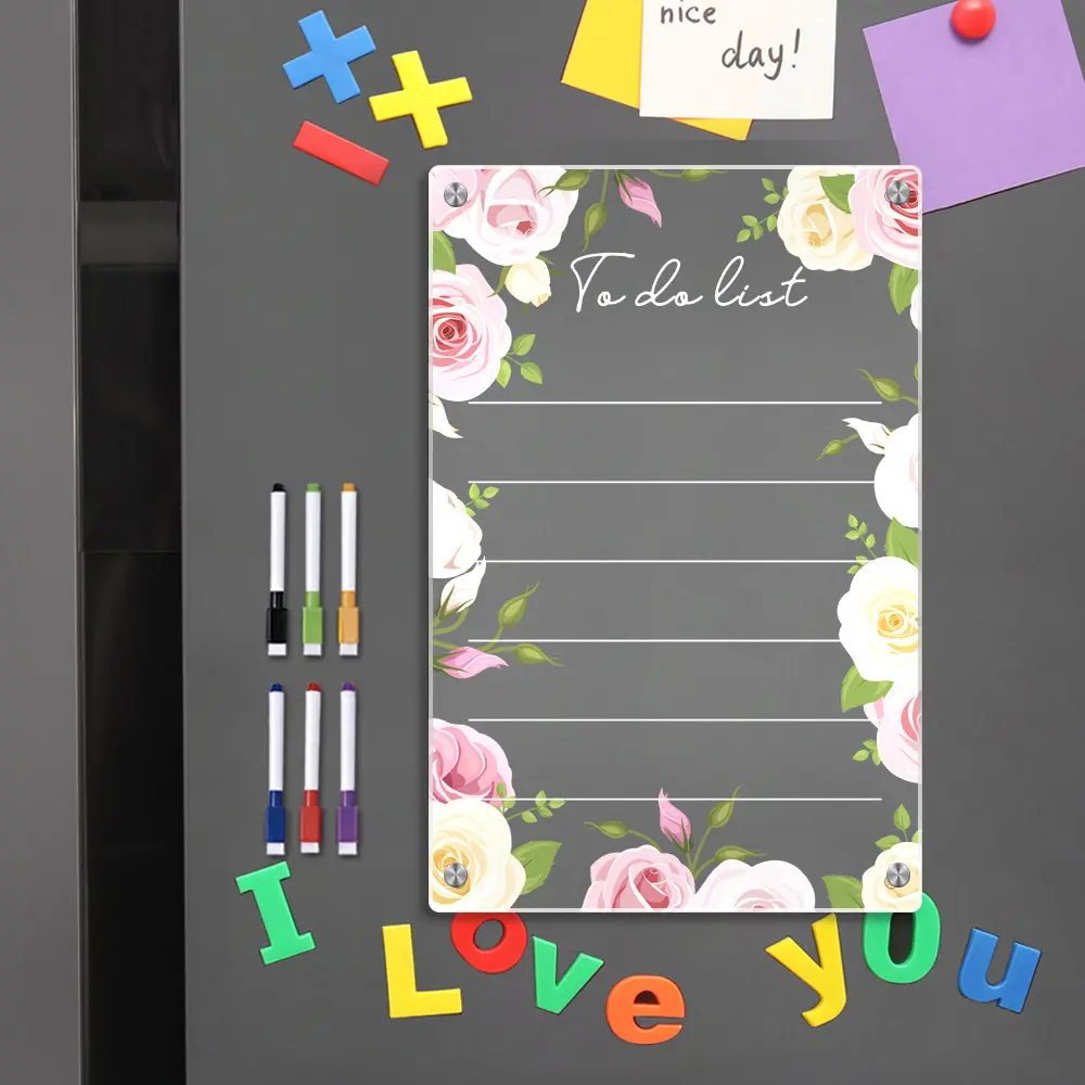小清新立体磁吸透明亚克力周计划记事留言板可擦写磁性冰箱贴