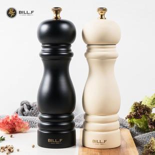 Bill.F胡椒研磨器木质花椒粒海盐手动研磨瓶厨房家用调料罐陶瓷芯