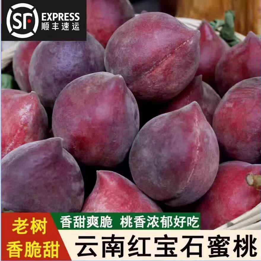 顺丰云南红宝石桃子火焰桃黑美人甜毛桃新鲜水果露天水蜜桃鹰嘴桃