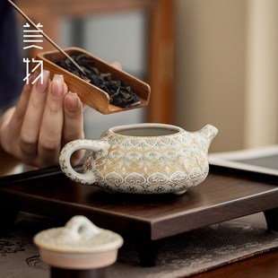 茶杯泡茶壶 周鸿杰高档陶瓷玉碎石瓢壶荷韵凤鸣壶家用主人壶礼盒装