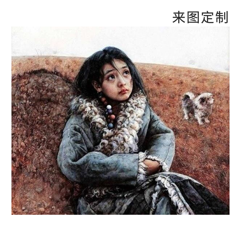 纯手绘油画定制照片代画人物肖像手工山水风景装饰画玄关过道挂画