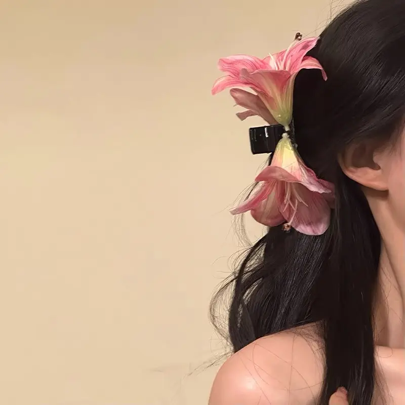 2025【花语花期】超仙立体粉色百合花发夹抓夹春夏百搭发饰