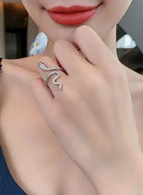 银色蛇形戒指女ins小众设计时尚指环韩国气质个性网红开口食指戒