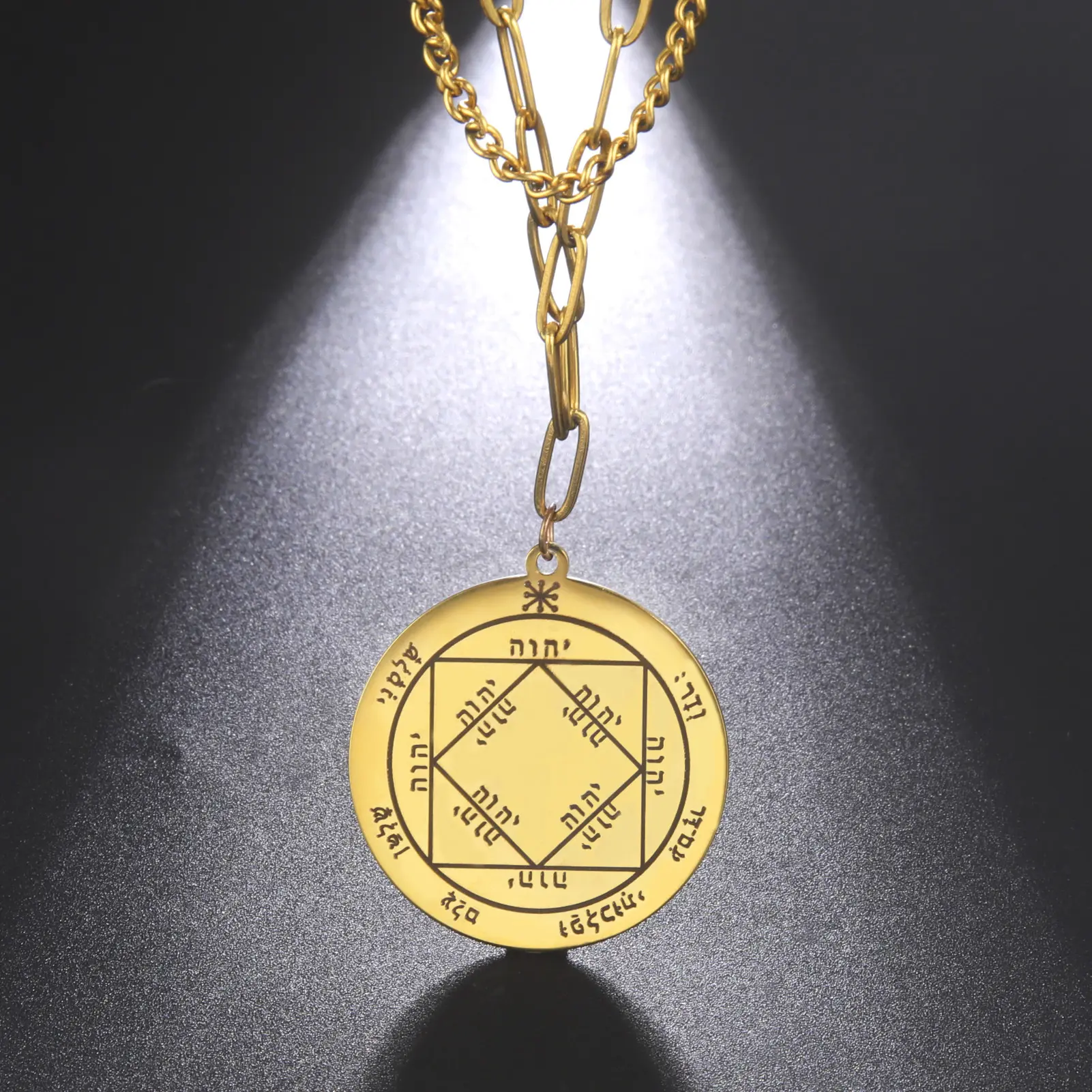 小众有寓意所罗门印符太阳不锈钢双层百搭款项链