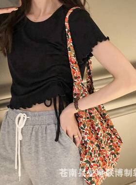 日韩ins春夏碎花复古百搭单肩包大容量帆布包女包斜挎包休闲轻便