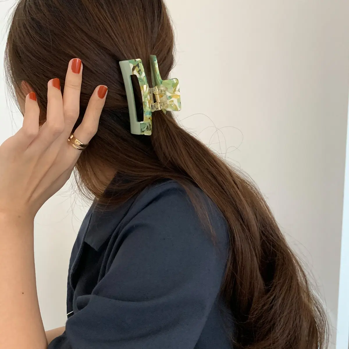 韩国质感拼色醋酸抓夹超仙发抓后脑勺夹子盘发夹发饰头饰