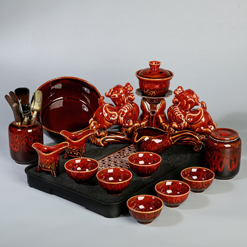 窑变自动茶具套装触碰出水v新款貔貅家用自动冲茶器泡茶专用茶壶