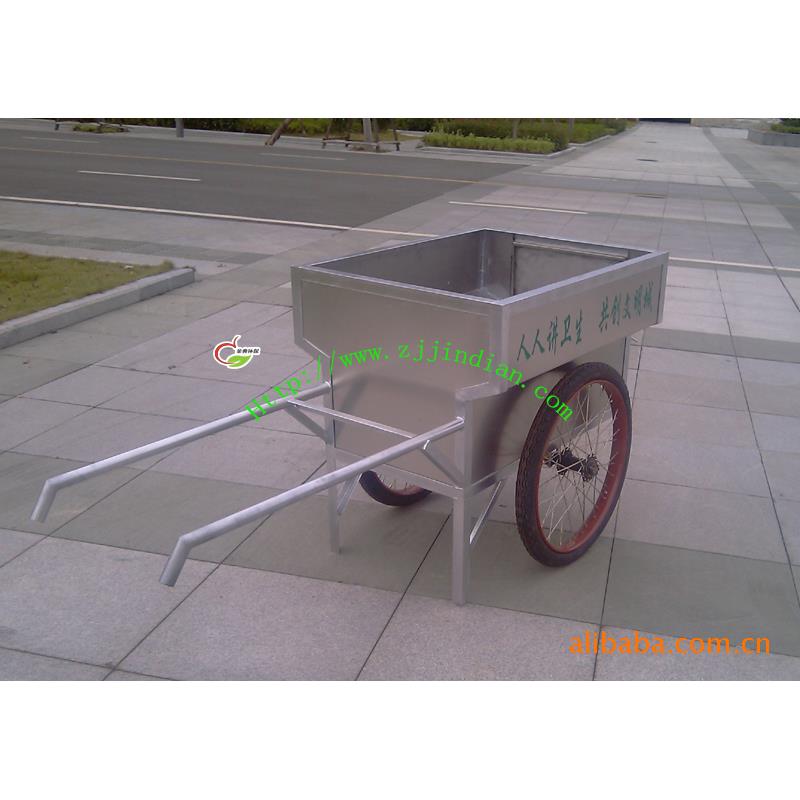 供应不锈钢人力二轮手推垃圾车清洁车保洁车JD-L021