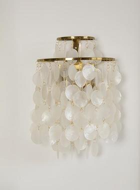 法式客厅天然Verpan贝壳法式设计师复古餐厅卧室走廊贝母风铃壁灯