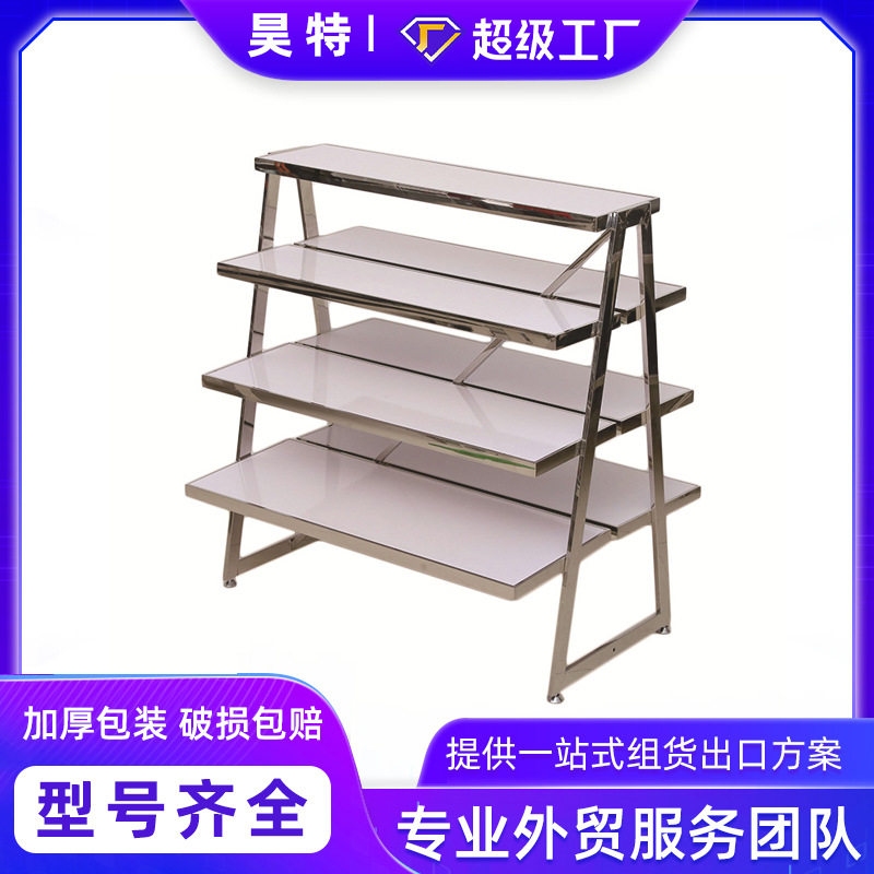 新款服装店双面梯形衣架白色烤漆不锈钢裤架服装超市展示架