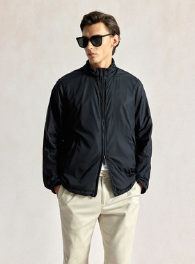 Bland Yeah黑色飞行员夹克立领外套两面穿户外商务保暖休闲时尚男