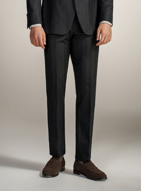 Bland Yeah黑色羊毛混山羊绒西装裤子直筒长裤商务职场通勤奢品男