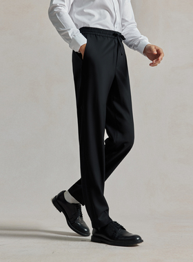 Bland Yeah秋冬新款黑色羊毛直筒西裤子商务时尚婚庆礼服正装男装
