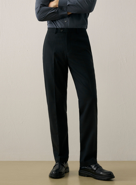 Bland Yeah男士羊毛西裤黑色直筒裤商务正装裤子易打理长裤可机洗