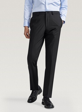 Bland Yeah【桑蚕丝羊毛】秋黑色轻薄西裤子抗皱微弹商务时尚男士