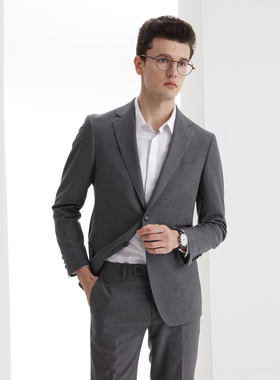 Bland Yeah【意大利DRAGO】灰色羊毛西装西服西裤正装套装商务男