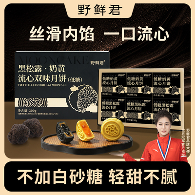 黑松露奶黄流心双式月饼礼盒装2025爆款广式中秋礼品高端团购送礼