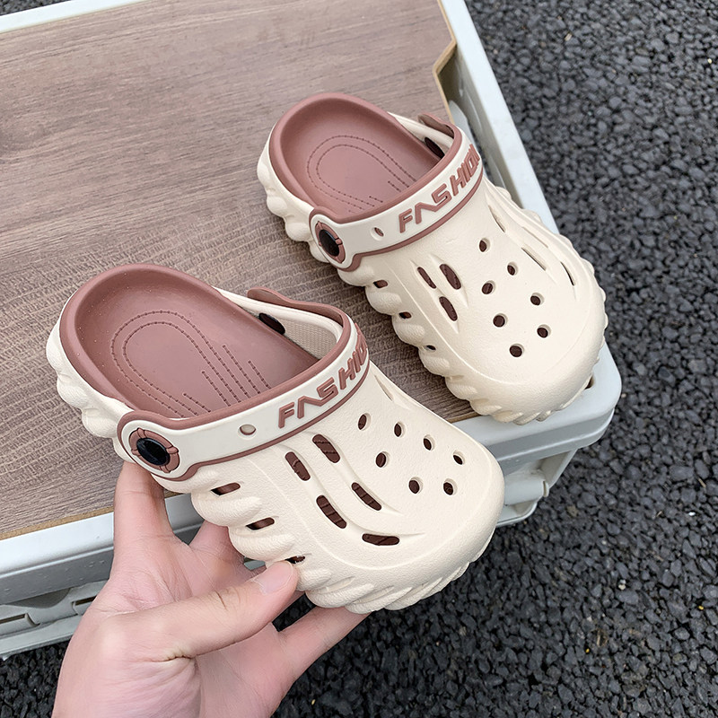 女款洞洞鞋夏季女童中大童软底包头凉鞋eva防滑防臭外穿沙滩拖鞋