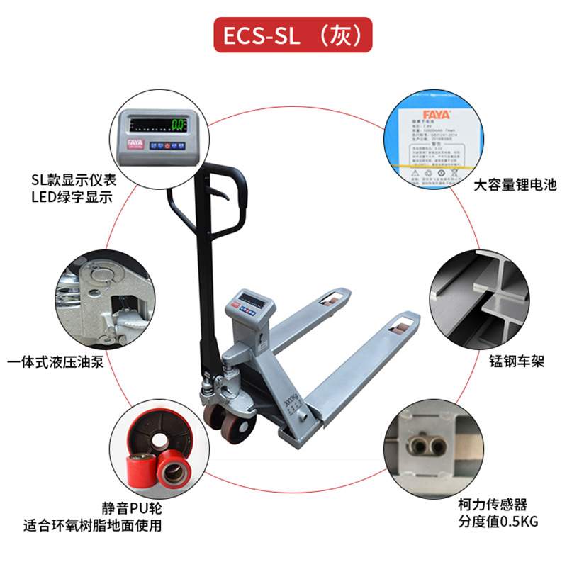 电子叉车秤1吨2吨3吨手动推车液压电子称重地牛装卸重托盘搬运车