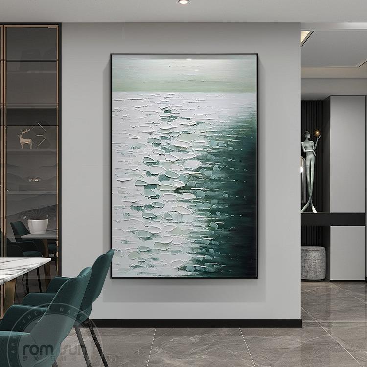 奶油风肌理入户玄关装饰画轻奢客厅落地大画抽象大气走廊过道挂画