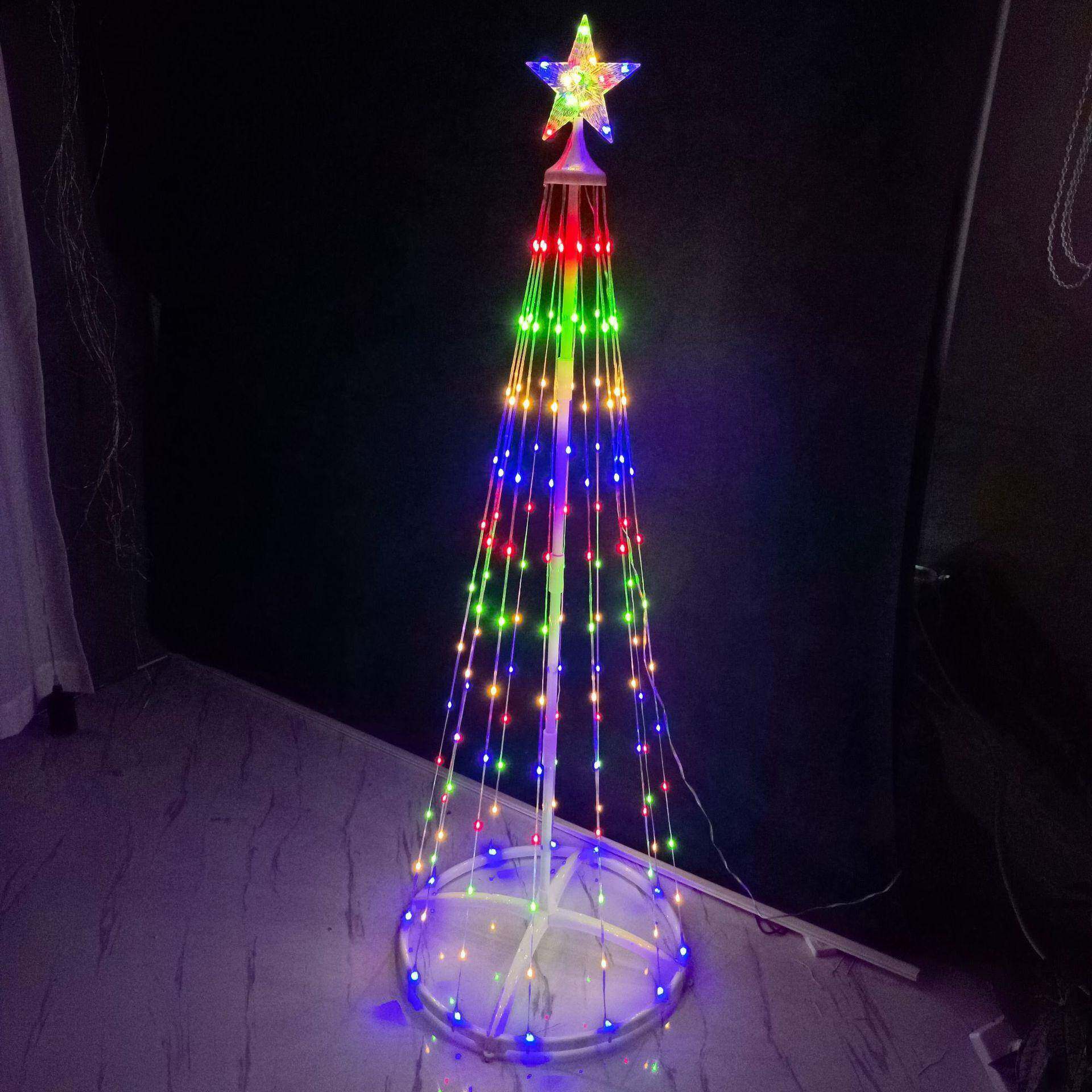 铁艺锥形旋转树枝灯LED盘旋树折叠圆锥塔RGB旗杆灯圣诞树彩灯