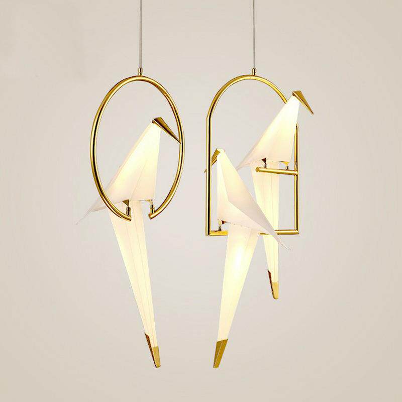 北欧灯具简约小鸟台灯落地灯服装店个性创意儿童房千纸鹤LED吊灯