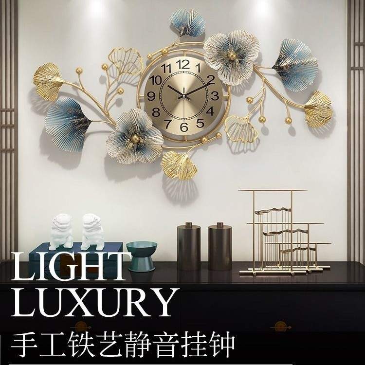 现代轻奢家用免打孔客厅挂钟时尚装饰钟表客厅高级感简约创意